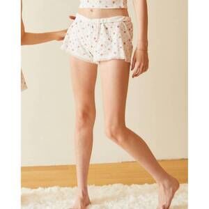 NEW THEME teddy rose pointelle shorts in white